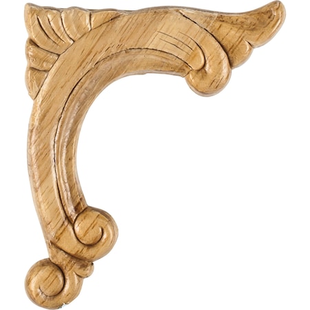 Hardware Resources 3-3/4" Wx5/16"Dx4-1/2"H Right Pressed Rubberwood Acanthus Corner AppliquÃ© PAPL-12-RRW